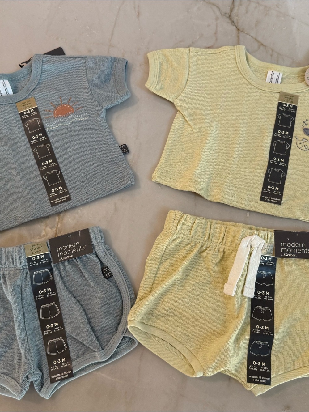 modern moments™ Baby Knit Tee & Shorts Set in Blue and Yellow